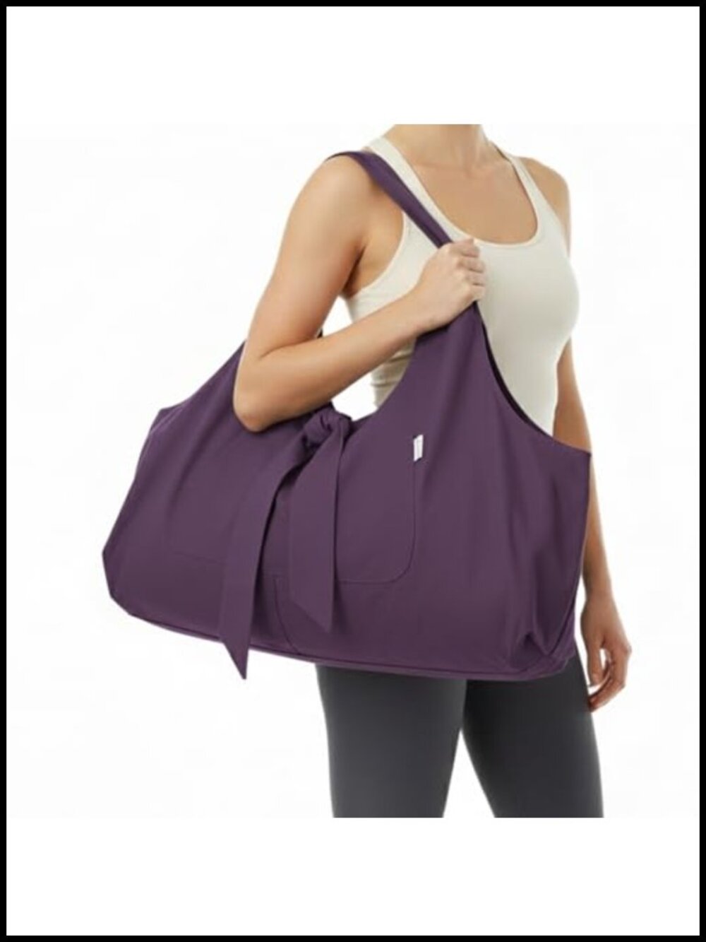 Yoga Mat Bag Cotton Canvas Large Tote Carrier Side Pocket Fits Most Mats